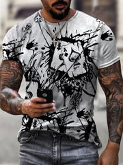 Casual round neck short sleeve digital printed T-shirt