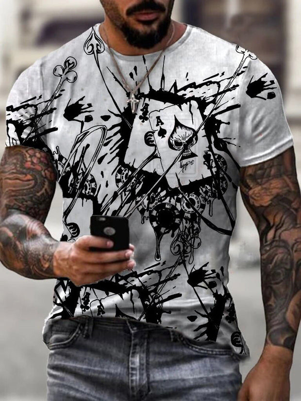 Casual round neck short sleeve digital printed T-shirt