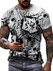Casual round neck short sleeve digital printed T-shirt
