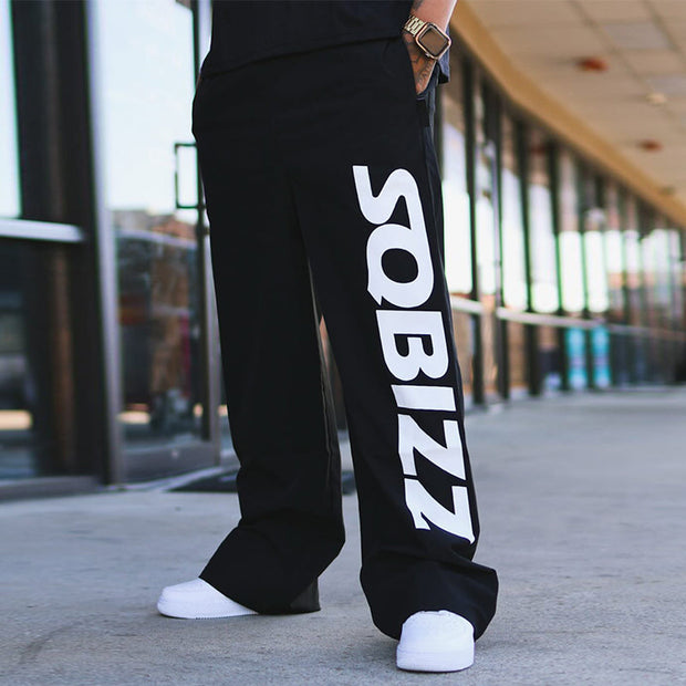 Lettering print casual trousers