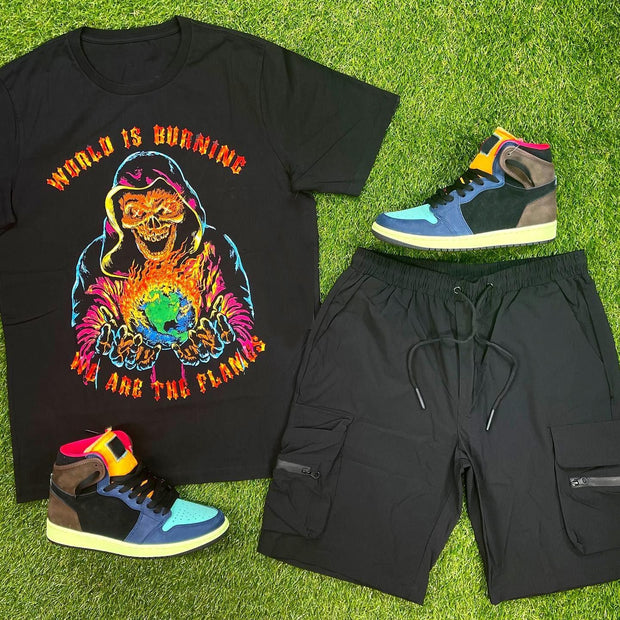 Casual Skull Loose Shorts Set