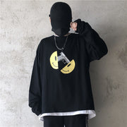 Retro smiley pistol print loose long sleeve T-shirt