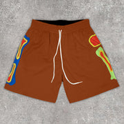 Statement bone print track shorts