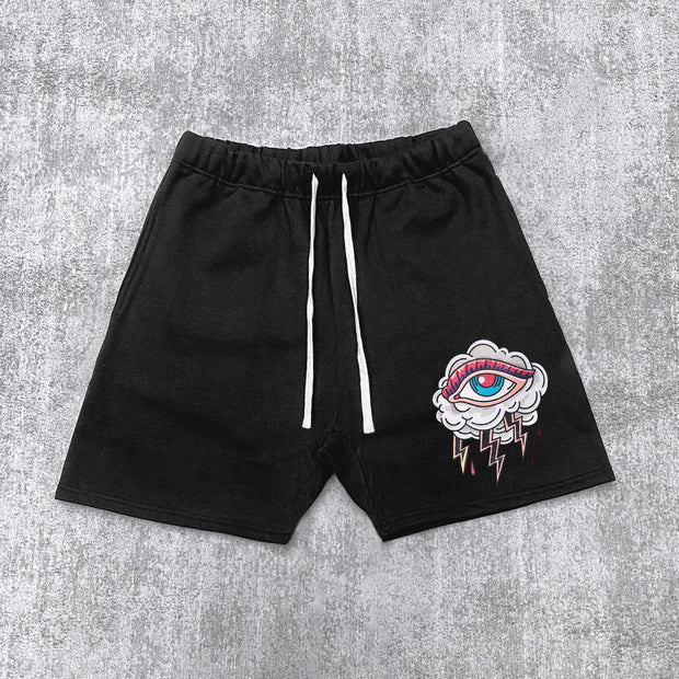 street eye print track shorts