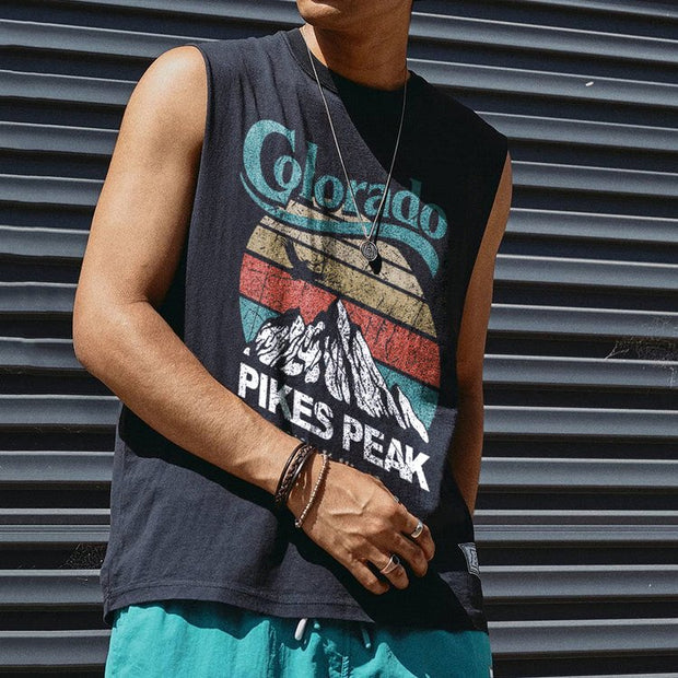 snow mountain print waistcoat