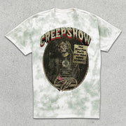 Skull Print Tie-Dye Short Sleeve T-Shirt