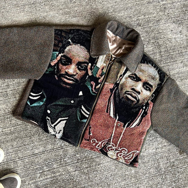 Hip Hop Rap Zip-Up Tapestry Jacket