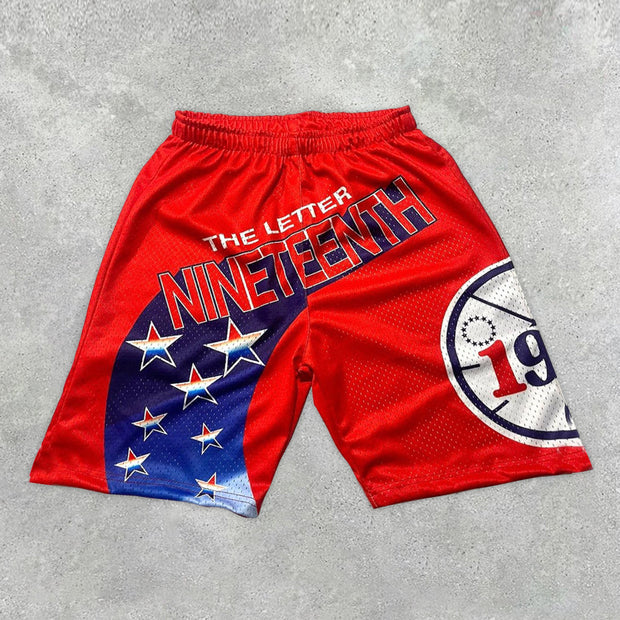 Fashion Personality Letter Print Sports Shorts