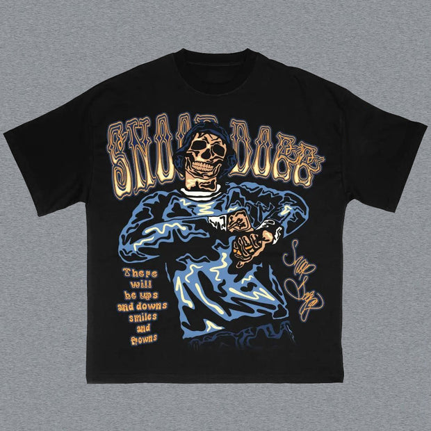 Skull And Letters Print Short Sleeve T-Shirt