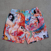 Strawhats Pool Party Print Mesh Drawstring Shorts