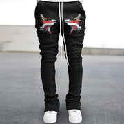 Trendy pattern retro street flared trousers
