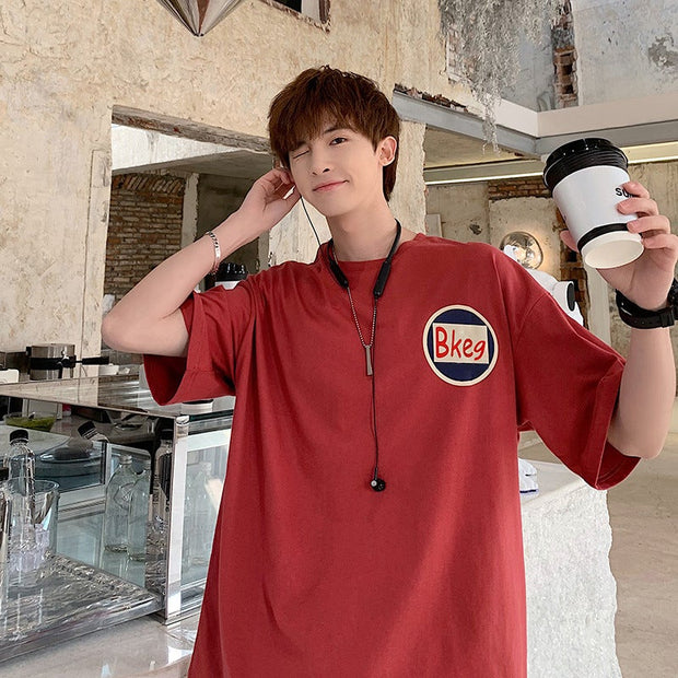 Street style fashion loose Hong Kong style casual short-sleeved T-shirt