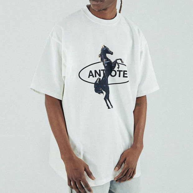 Street style horse animal cartoon print T required
