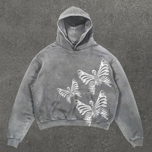 Butterfly Print Long Sleeve Hoodie