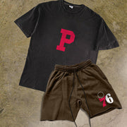 Retro casual trendy street shorts suit