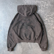 Personalized Street Style Stars and Sun Print Zip-Up Hoodie