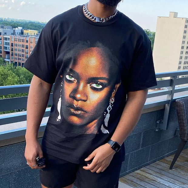 Rihanna Print Short Sleeve T-Shirt