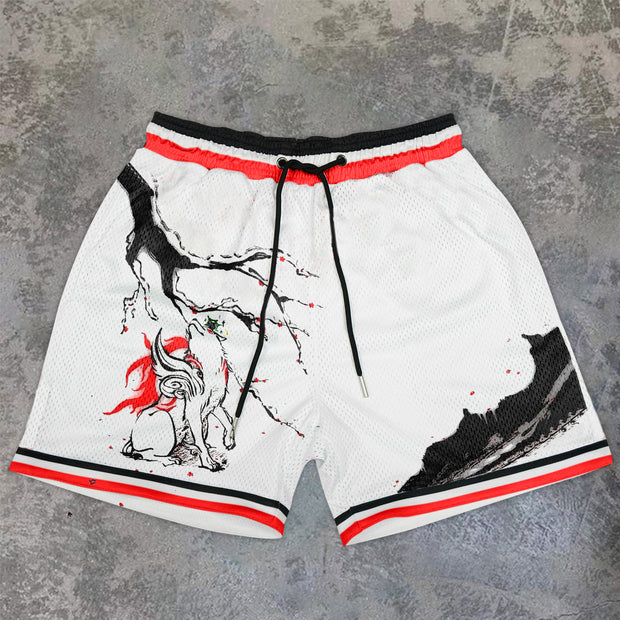 Stylish Contrast Casual Street Mesh Shorts