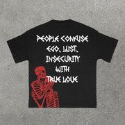 Letter & Skull Print Short Sleeve T-Shirt