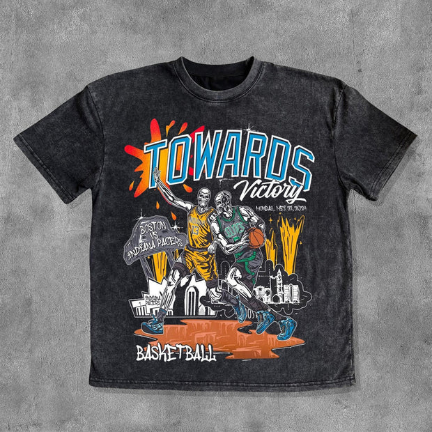 Towards Victory Print Washed Short Sleeve T-Shirt