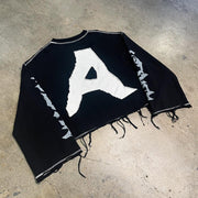 Personalized street style tassel print round neck T-shirt