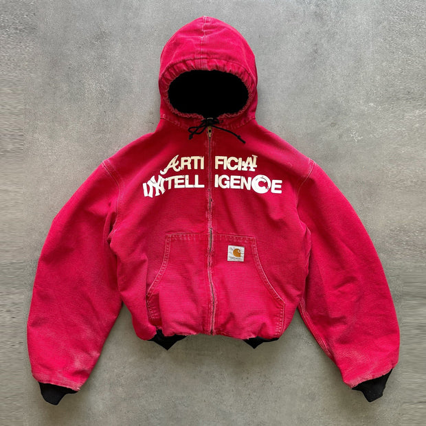 Street Lettering Long Sleeve Padded Jacket