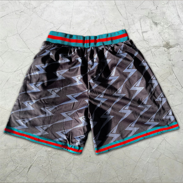 Lightning graphic print colorblock elastic shorts