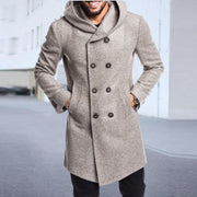 Winter men's hooded woolen jacket