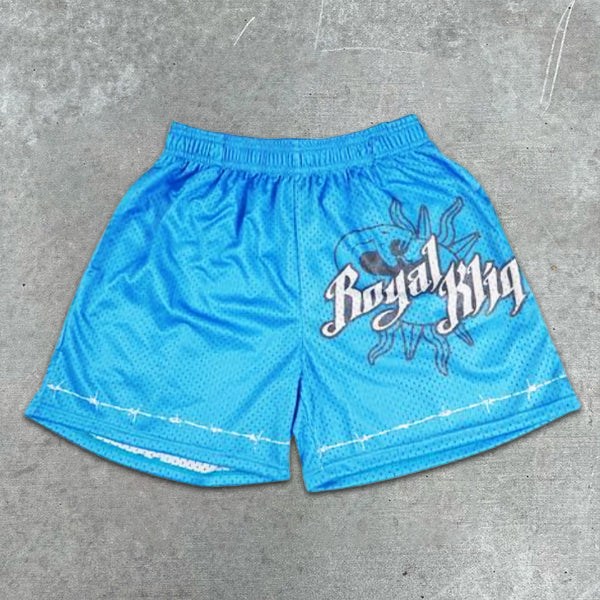 Graphic Slogan Print Elastic Shorts