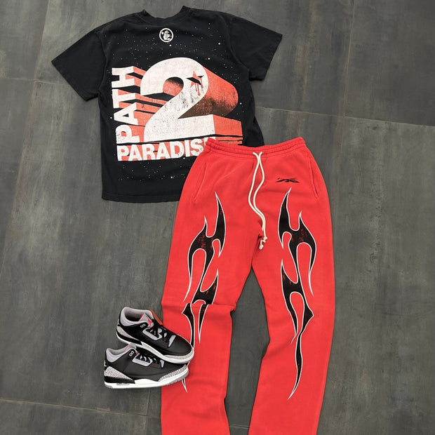 Hell Skull Casual Street Retro T-shirt Trousers Two-piece Set
