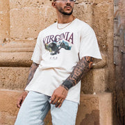 Stylish letter print preppy short-sleeved T-shirt