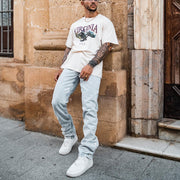 Stylish letter print preppy short-sleeved T-shirt