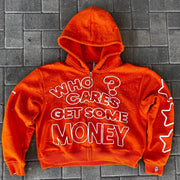 Starry casual street retro zip-up hoodie