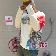Hip-hop graffiti casual street two-piece stitching long-sleeved T-shirt