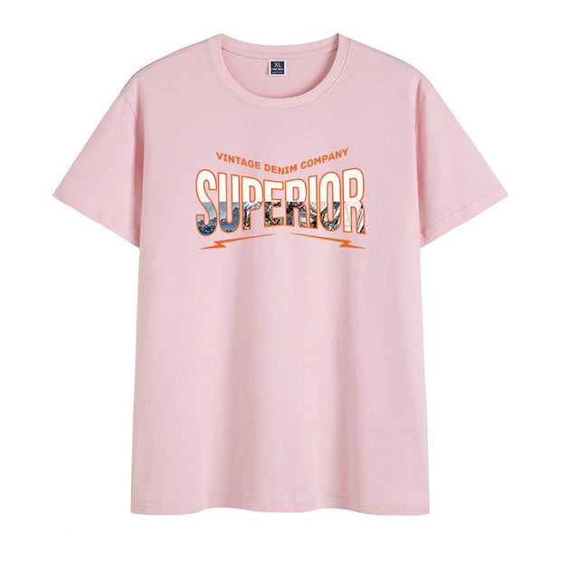 Fashion letter print pullover short sleeve T-shirt