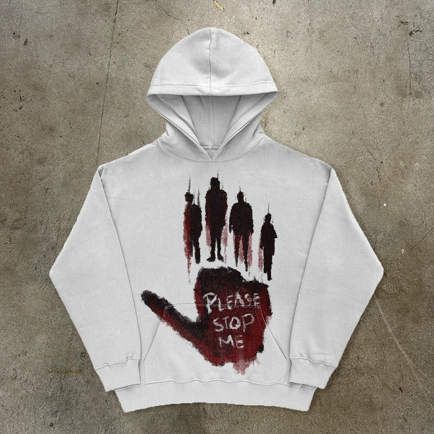 Please Stop Me Print Long Sleeve Hoodies