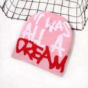 Lettering jacquard knitted hat