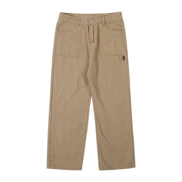 Street retro straight wide leg solid color casual mopping pants