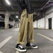 Street retro straight wide leg solid color casual mopping pants