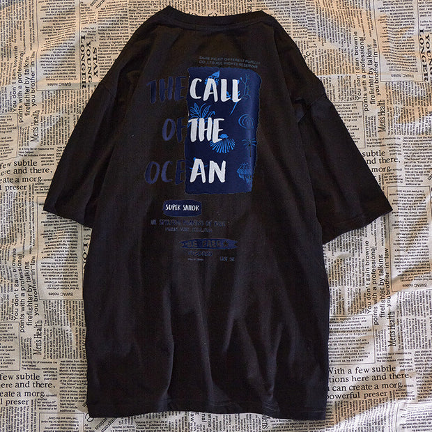 nvyk summer print oversize loose short sleeve t-shirt