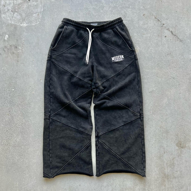 Panelled rolled-hem casual trousers