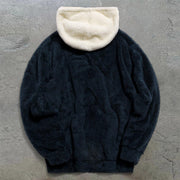 Retro Colorblock Trendy Plush Hoodie