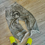 Cement Grey Casual Retro Washed Streetwear Trousers
