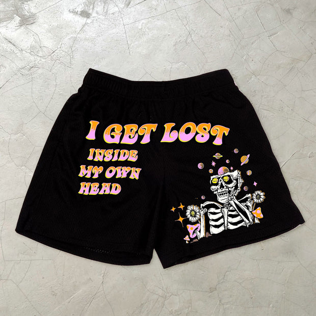 Personalized casual sports style mesh print shorts