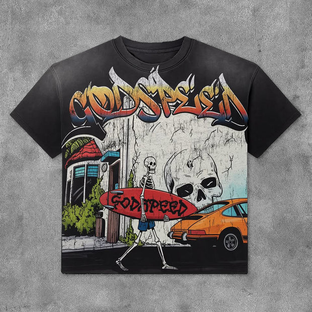 Street Graffiti Print Short Sleeve T-Shirt