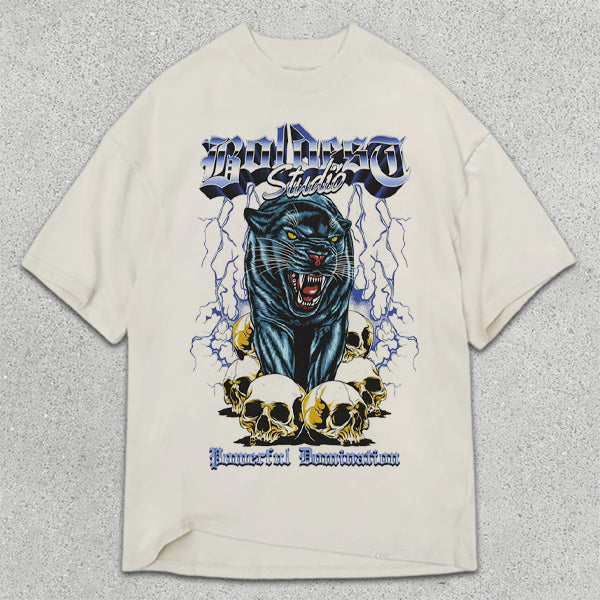 Animal Skull Graphic Print Short Sleeve T-Shirt