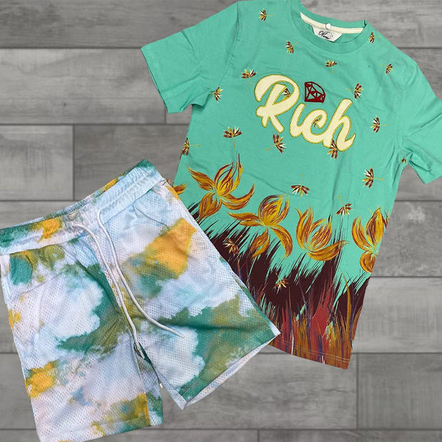 Casual Pattern Short Sleeve Two Piece Set