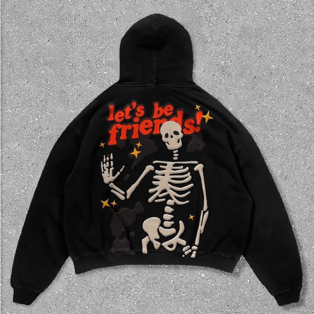 skull print hoodie
