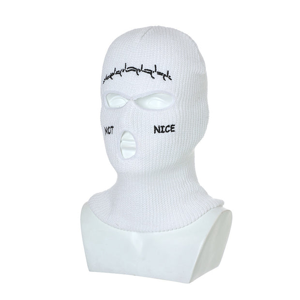Embroidered Ski Three Hole Knit Hat Ski Warm Ear Guard Head Cover