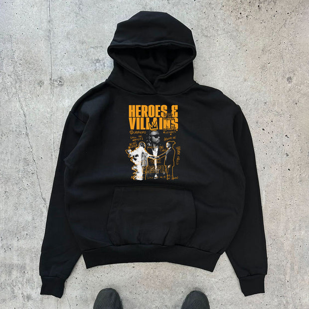 Heroes & Villains Print Long Sleeve Hoodies